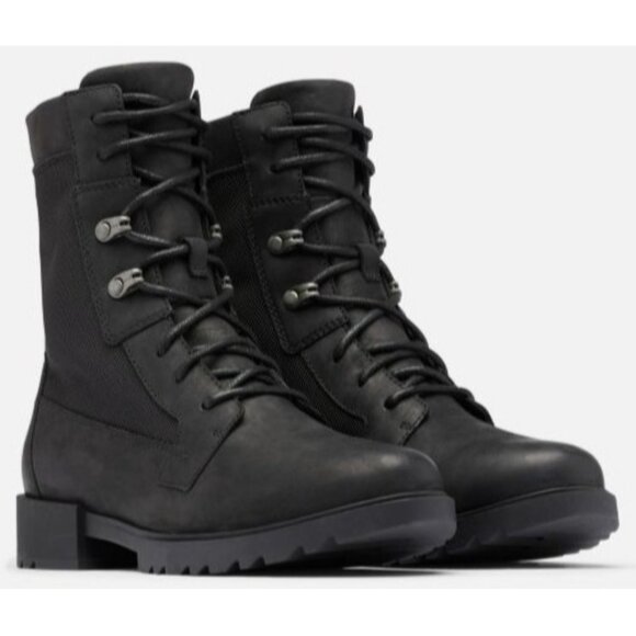 SOREL Emelie™ II Lace Women's 10 Waterproof Tall Boot Leather Canvas Military - Picture 1 of 15